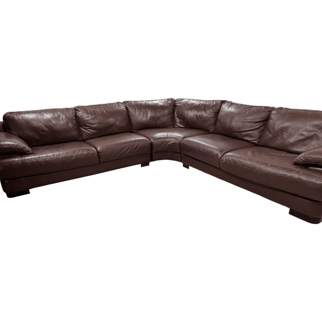 Chateau D’ Ax Brown Leather Sectional - Thumbnail 6