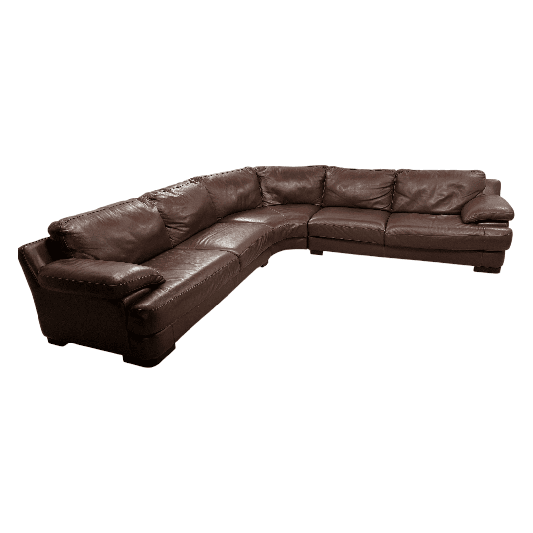 Chateau D’ Ax Brown Leather Sectional - Thumbnail 2