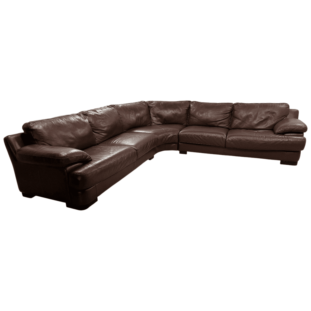 Chateau D’ Ax Brown Leather Sectional - Thumbnail 3