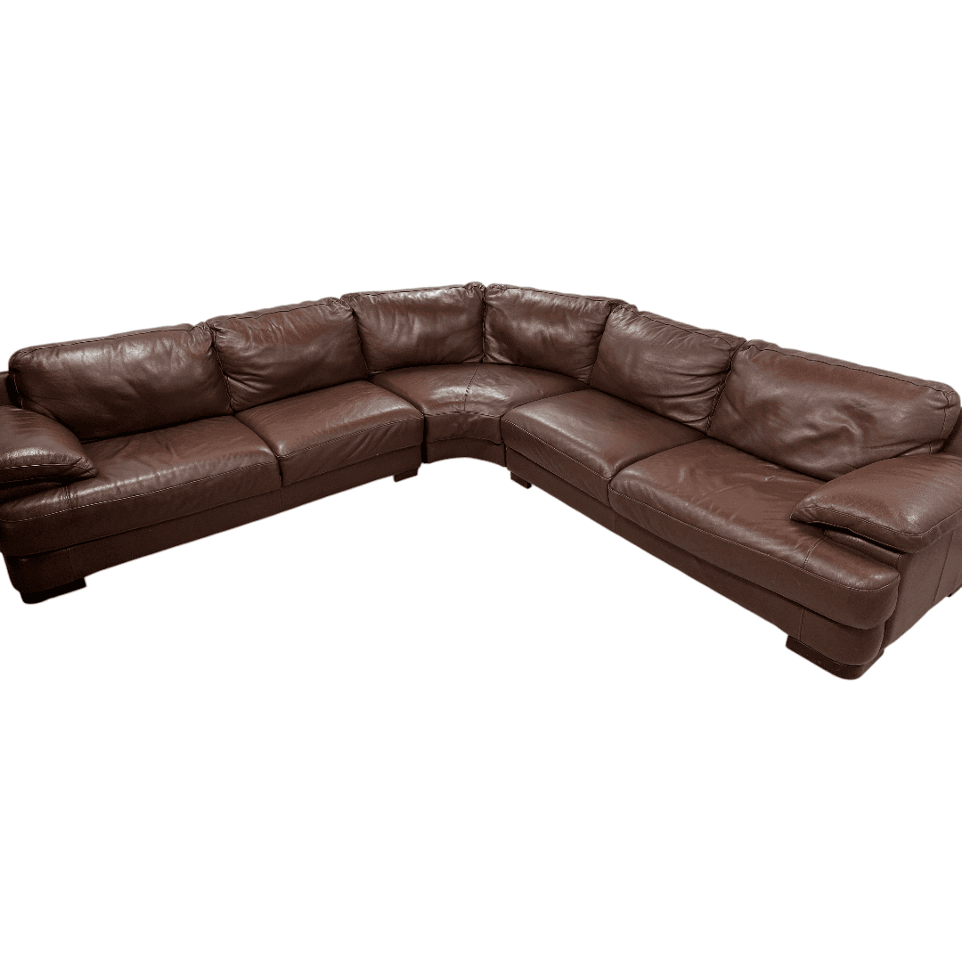 Chateau D’ Ax Brown Leather Sectional - Thumbnail 4