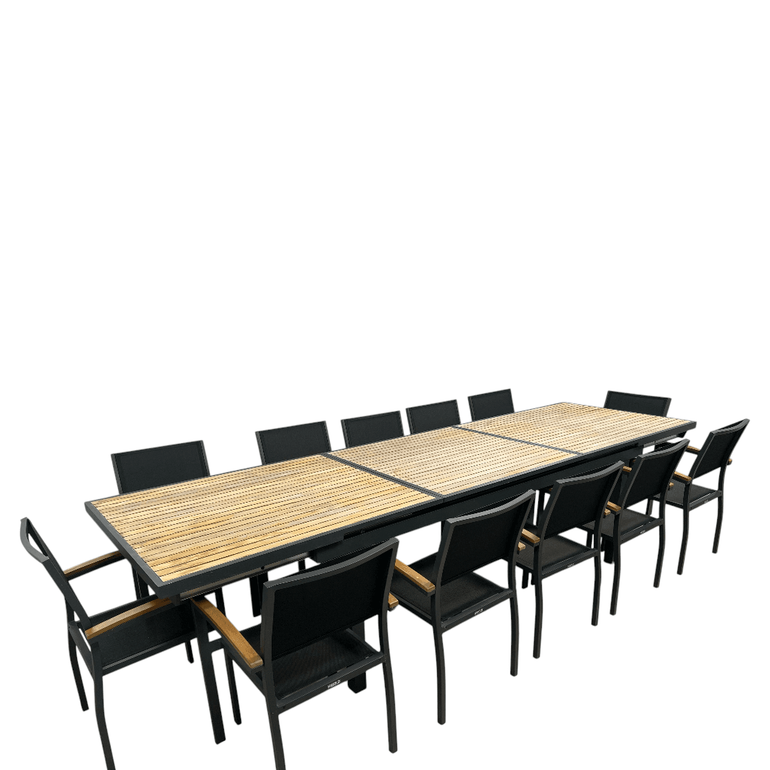 HIGOLD Heck Extendable Outdoor Dining Set, Teak Patio Furniture 12-person - Thumbnail 5