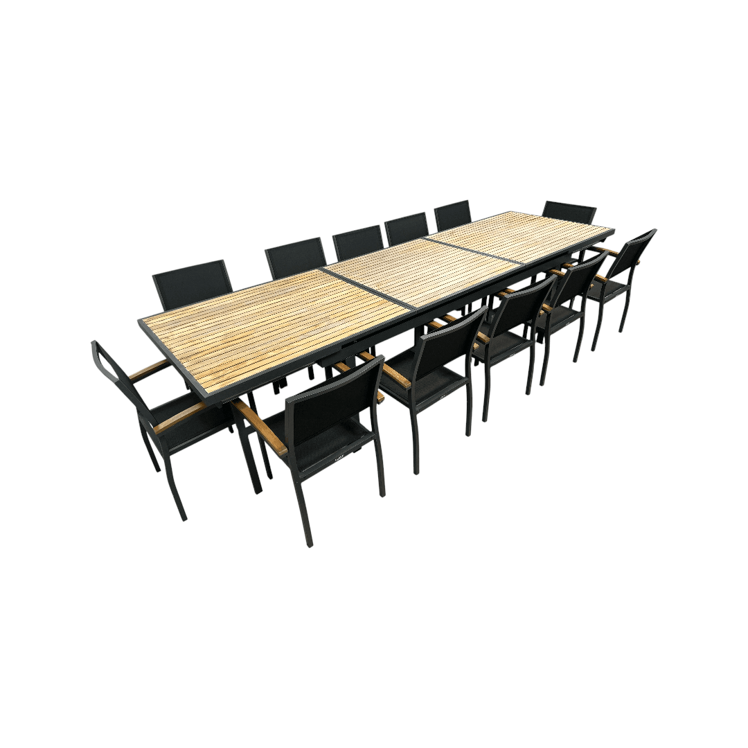 HIGOLD Heck Extendable Outdoor Dining Set, Teak Patio Furniture 12-person - Thumbnail 6