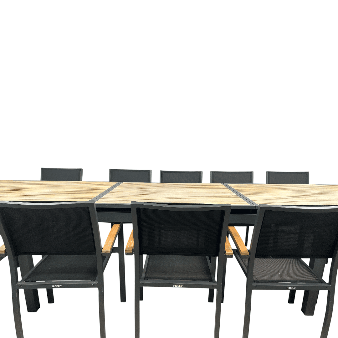 HIGOLD Heck Extendable Outdoor Dining Set, Teak Patio Furniture 12-person - Thumbnail 8