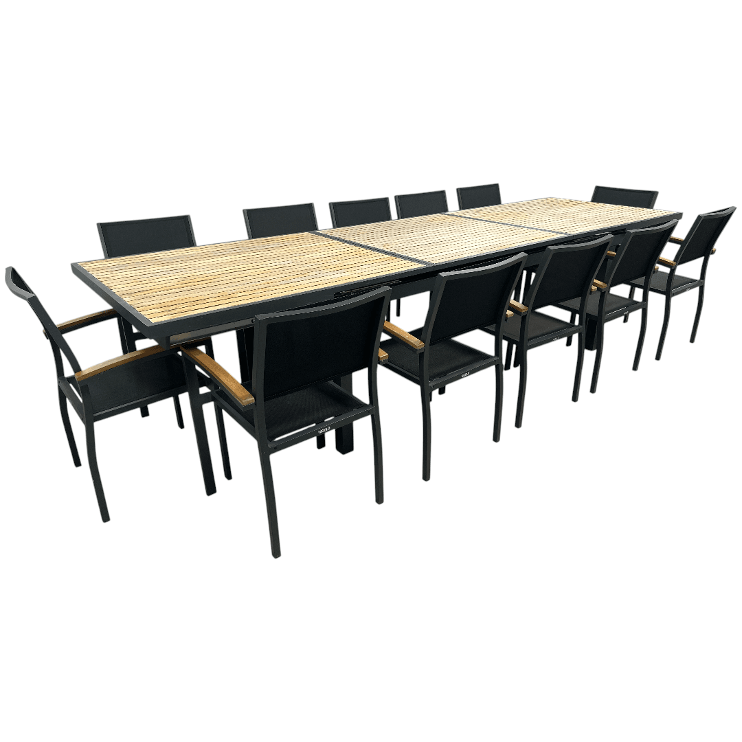HIGOLD Heck Extendable Outdoor Dining Set, Teak Patio Furniture 12-person - Thumbnail 7