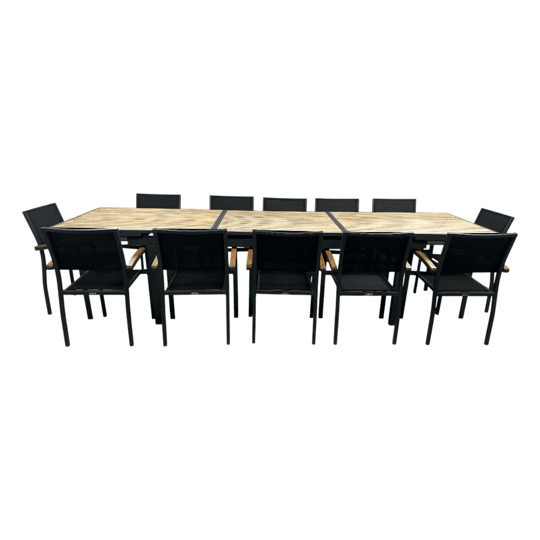 HIGOLD Heck Extendable Outdoor Dining Set, Teak Patio Furniture 12-person - Image 1