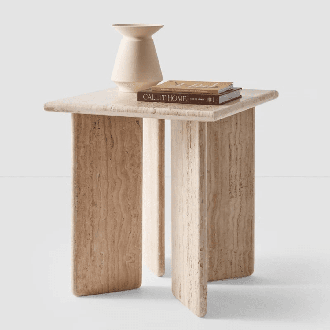 The Citizenry Amata Travertine Side Table - Image 1