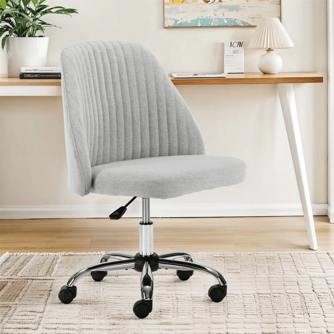 Ebern Designs Home Office Desk Chair, Office Chairs Desk Chair Rolling Task Chair Computer Chair Adjustable With Wheels Armless For Bedroom, Vanity Chair For Makeup Room, Living Room - Image 1