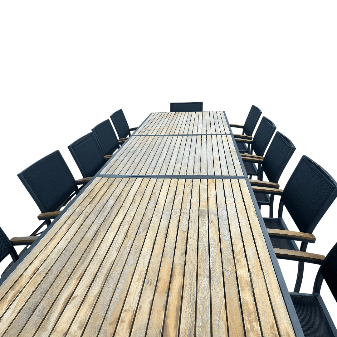 HIGOLD Heck Extendable Outdoor Dining Set, Teak Patio Furniture 12-person - Thumbnail 10