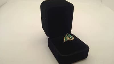 Emerald Lady's Stone & Diamond Ring 10 Diamonds .18 Carat T.W. 10K Y (GJE003213) - Thumbnail 3