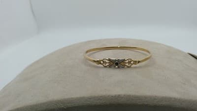 White Stone Gold-Stone Bracelet 14K Yellow Gold 6.68g (GJE003368) - Image 1