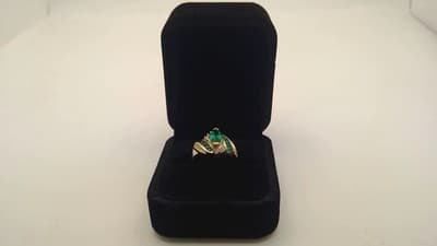 Emerald Lady's Stone & Diamond Ring 10 Diamonds .18 Carat T.W. 10K Y (GJE003213) - Thumbnail 2