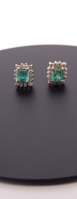 Jade Gold-Diamond & Stone Earrings 28 Diamonds 1.40 Carat T.W. 14K Y (GJE000511) - Thumbnail 4