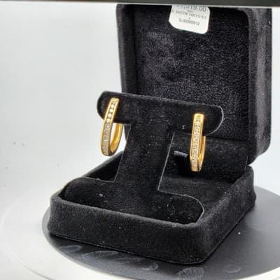 Gold-Diamond Earrings 22 Diamonds .94 Carat T.W. 14K Yellow Gold 6.3 (GJE000512) - Thumbnail 5