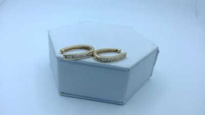 Gold-Diamond Earrings 22 Diamonds .94 Carat T.W. 14K Yellow Gold 6.3 (GJE000512) - Thumbnail 3
