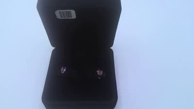 Amethyst Gold-Stone Earrings 14K Yellow Gold 0.82g (GJE000513) - Thumbnail 3