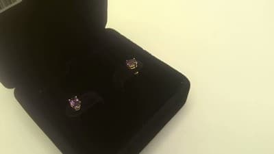 Amethyst Gold-Stone Earrings 14K Yellow Gold 0.82g (GJE000513) - Thumbnail 2