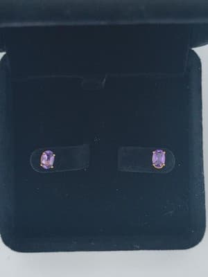 Amethyst Gold-Stone Earrings 14K Yellow Gold 0.82g (GJE000513) - Thumbnail 6