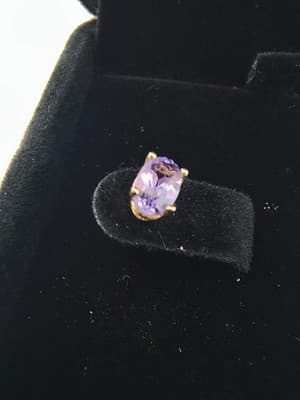 Amethyst Gold-Stone Earrings 14K Yellow Gold 0.82g (GJE000513) - Thumbnail 11