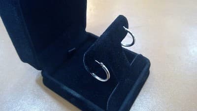 Gold Earrings 14K White Gold 0.84g (I-250) - Thumbnail 4
