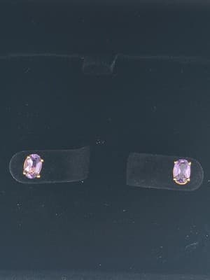 Amethyst Gold-Stone Earrings 14K Yellow Gold 0.82g (GJE000513) - Thumbnail 7