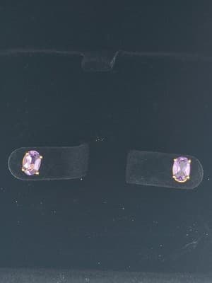 Amethyst Gold-Stone Earrings 14K Yellow Gold 0.82g (GJE000513) - Thumbnail 9