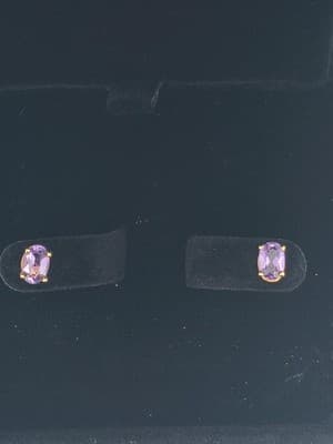 Amethyst Gold-Stone Earrings 14K Yellow Gold 0.82g (GJE000513) - Thumbnail 8