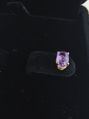 Amethyst Gold-Stone Earrings 14K Yellow Gold 0.82g (GJE000513) - Thumbnail 12