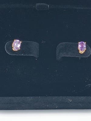 Amethyst Gold-Stone Earrings 14K Yellow Gold 0.82g (GJE000513) - Thumbnail 10