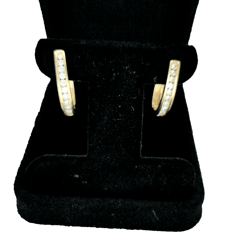 Gold-Diamond Earrings 22 Diamonds .94 Carat T.W. 14K Yellow Gold 6.3 (GJE000512) - Image 1