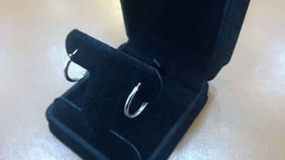 Gold Earrings 14K White Gold 0.84g (I-250) - Thumbnail 2