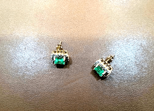 Jade Gold-Diamond & Stone Earrings 28 Diamonds 1.40 Carat T.W. 14K Y (GJE000511) - Thumbnail 3