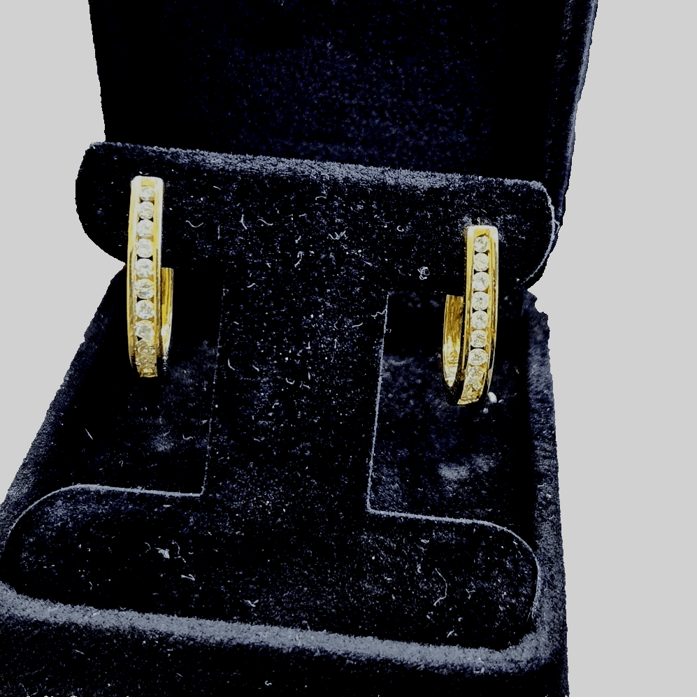 Gold-Diamond Earrings 22 Diamonds .94 Carat T.W. 14K Yellow Gold 6.3 (GJE000512) - Thumbnail 8