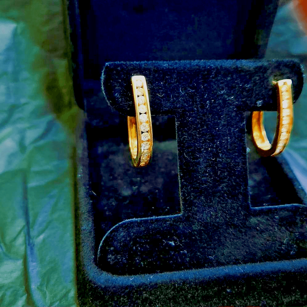 Gold-Diamond Earrings 22 Diamonds .94 Carat T.W. 14K Yellow Gold 6.3 (GJE000512) - Thumbnail 6