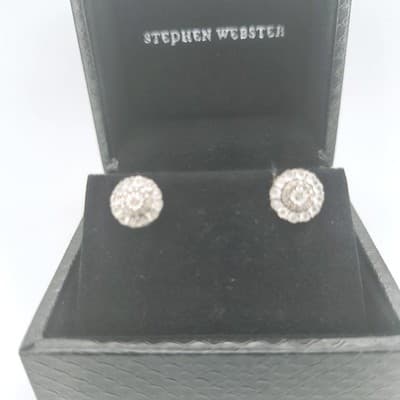 Gold-Diamond Earrings DIAMOND 23 Diamonds .023 Carat T.W. 14K White Gold (I-20) - Thumbnail 9