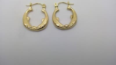 Gold Earrings 14K Yellow Gold 1.3g (GJE000588) - Thumbnail 2