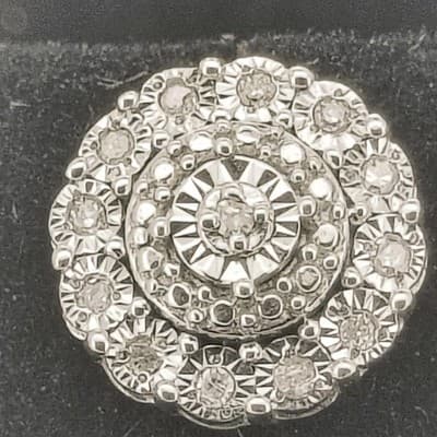 Gold-Diamond Earrings DIAMOND 23 Diamonds .023 Carat T.W. 14K White Gold (I-20) - Thumbnail 8