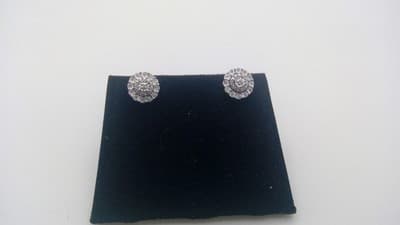 Gold-Diamond Earrings DIAMOND 23 Diamonds .023 Carat T.W. 14K White Gold (I-20) - Thumbnail 4