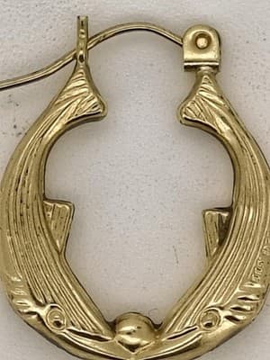 Gold Earrings 14K Yellow Gold 1.3g (GJE000588) - Thumbnail 4