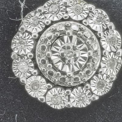 Gold-Diamond Earrings DIAMOND 23 Diamonds .023 Carat T.W. 14K White Gold (I-20) - Thumbnail 7