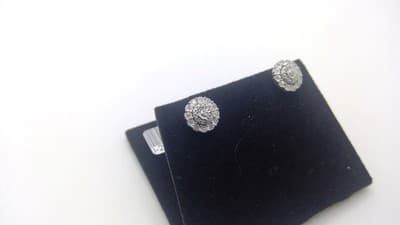 Gold-Diamond Earrings DIAMOND 23 Diamonds .023 Carat T.W. 14K White Gold (I-20) - Thumbnail 6