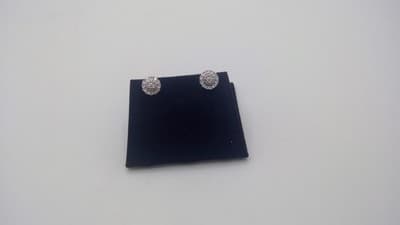 Gold-Diamond Earrings DIAMOND 23 Diamonds .023 Carat T.W. 14K White Gold (I-20) - Thumbnail 3