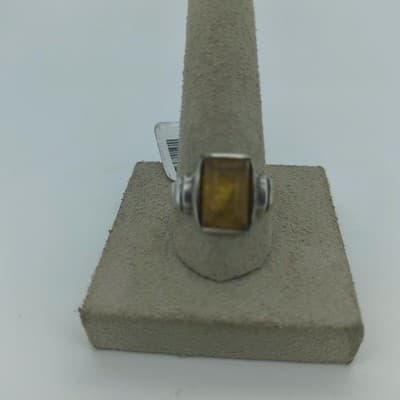 Synthetic Amber Unisex Silver & Stone Ring 925 Silver 3.6g Size:7.75 (GJE003568) - Thumbnail 11