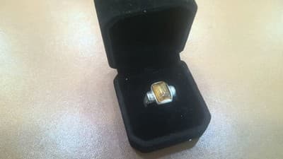 Synthetic Amber Unisex Silver & Stone Ring 925 Silver 3.6g Size:7.75 (GJE003568) - Thumbnail 2