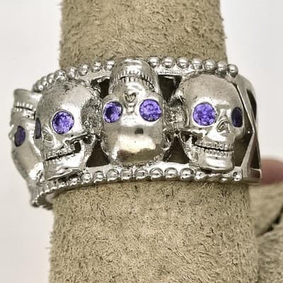 Amethyst Unisex Silver & Stone Ring 925 Silver 6.7g Size:6 (GJE000119) - Thumbnail 6