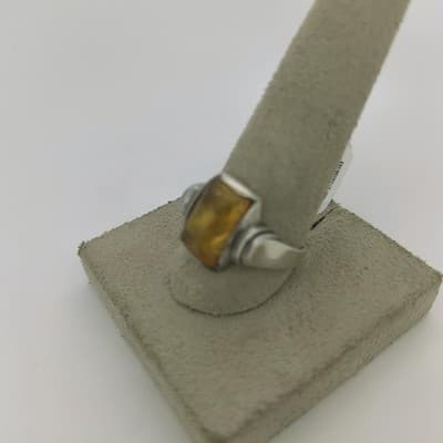 Synthetic Amber Unisex Silver & Stone Ring 925 Silver 3.6g Size:7.75 (GJE003568) - Thumbnail 10