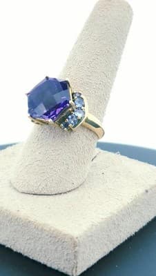 Amethyst Lady's Stone Ring 14K Yellow Gold 5g Size:6 (GJE000026) - Thumbnail 3