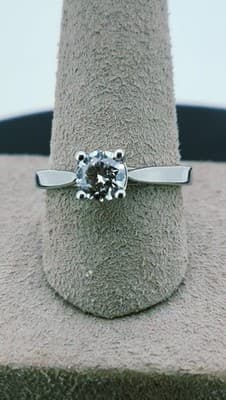 Lady's Platinum-Diamond Solitaire .70 CT. 999 Platinum 5.08g Size:5. (GJE003614) - Thumbnail 6