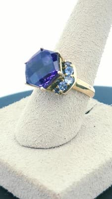 Amethyst Lady's Stone Ring 14K Yellow Gold 5g Size:6 (GJE000026) - Thumbnail 9