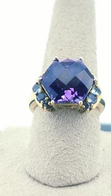 Amethyst Lady's Stone Ring 14K Yellow Gold 5g Size:6 (GJE000026) - Thumbnail 8