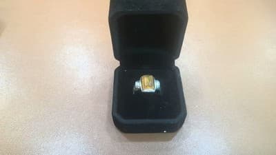 Synthetic Amber Unisex Silver & Stone Ring 925 Silver 3.6g Size:7.75 (GJE003568) - Thumbnail 3